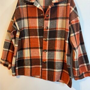 Plaid Orange and Brown Women's Blazer